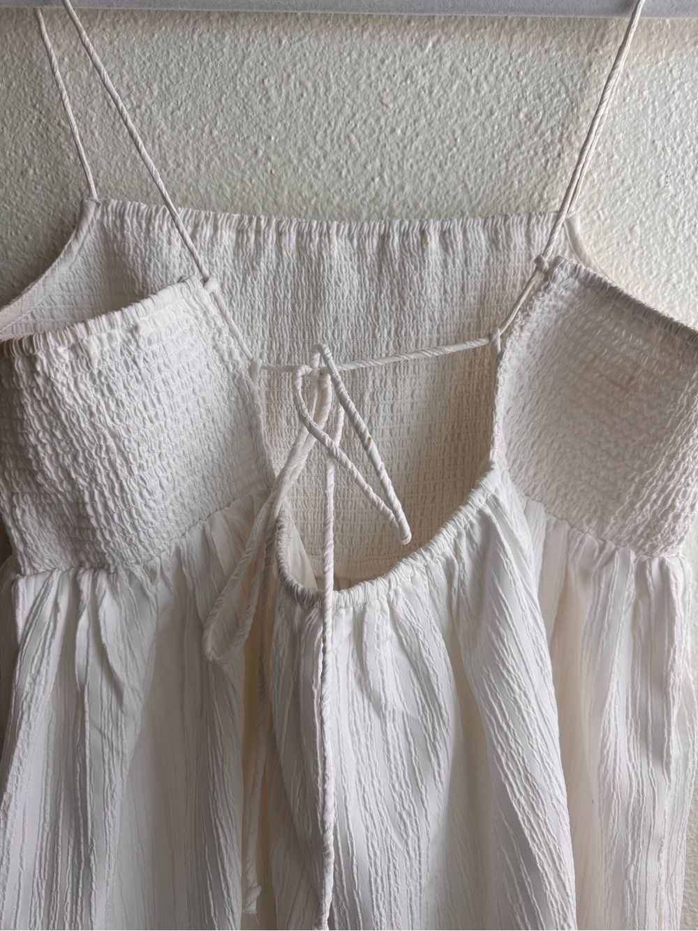American Eagle Outfitters Cream Smocked Midi Sundress - Picture 4 of 5